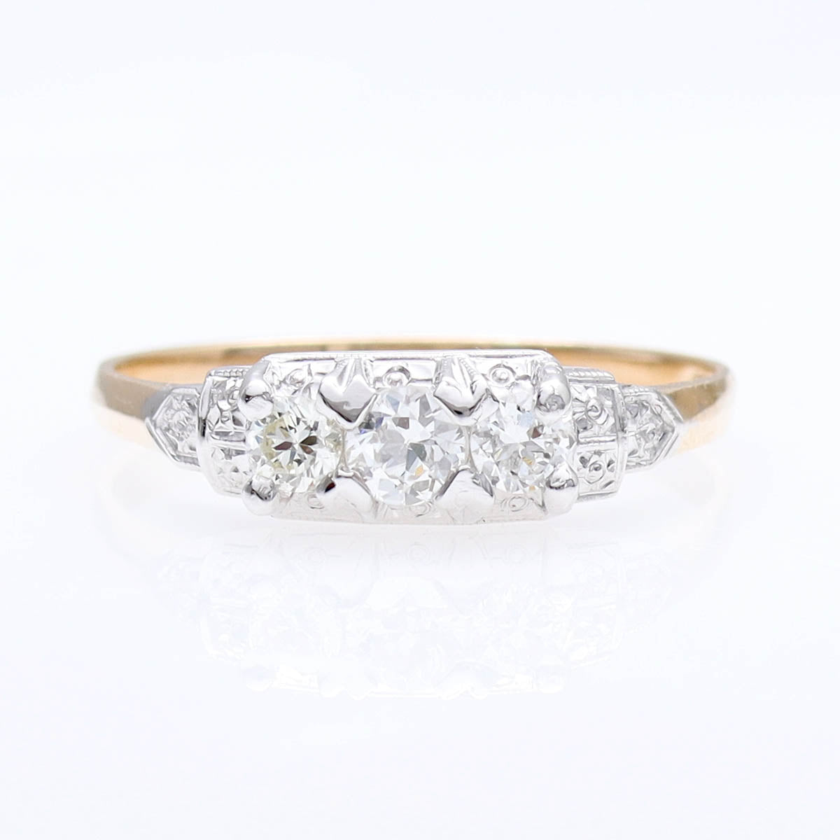 Edwardian Diamond Three Stone Engagement Ring #VR141014-02 - Engagement Rings