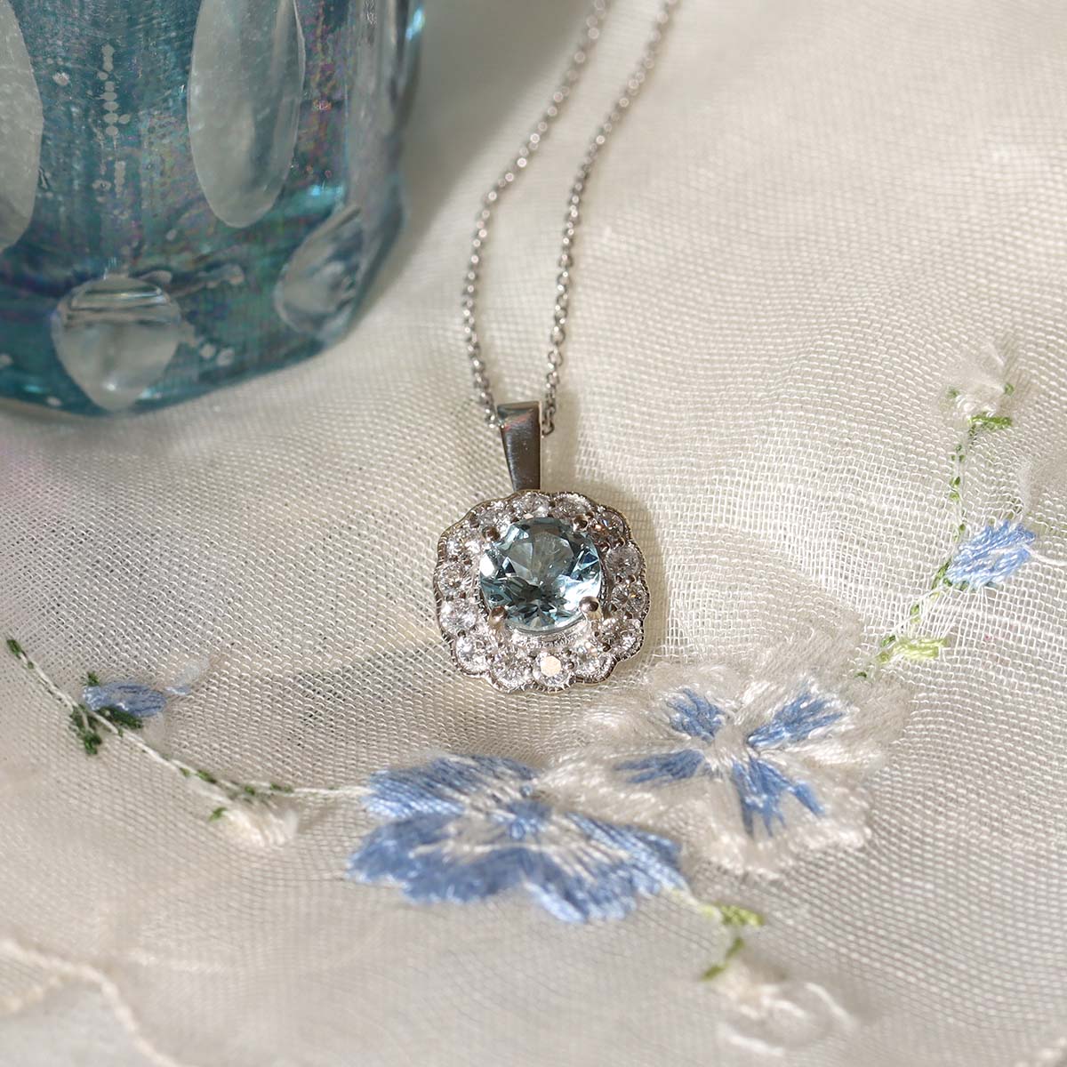 Edwardian Era Replica Aquamarine Pendant #SM1109AQ - Necklaces