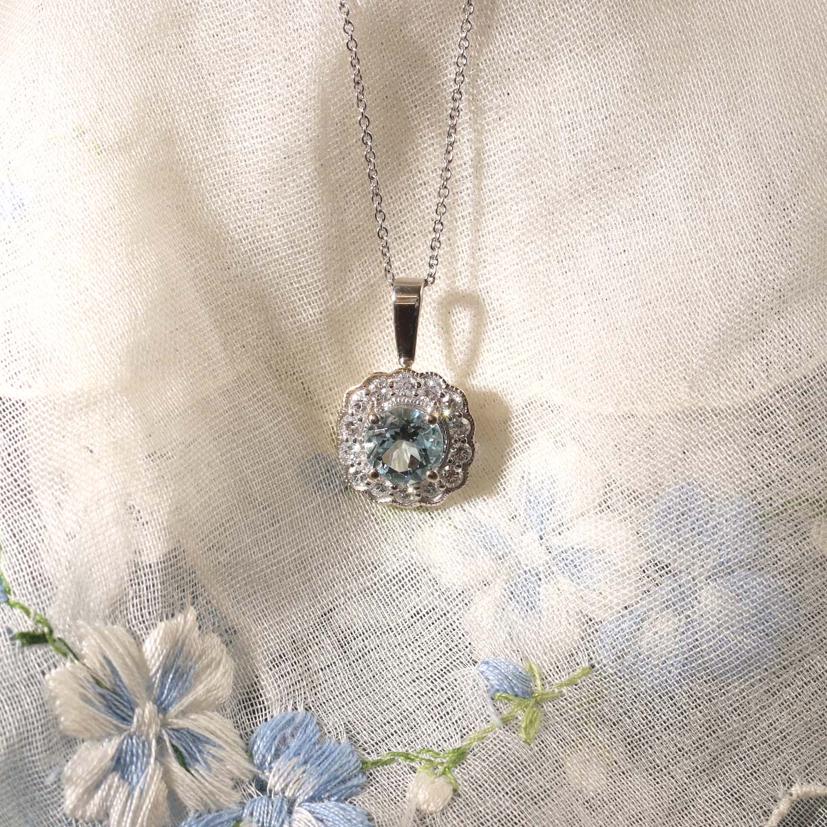 Edwardian Era Replica Aquamarine Pendant #SM1109AQ - Necklaces