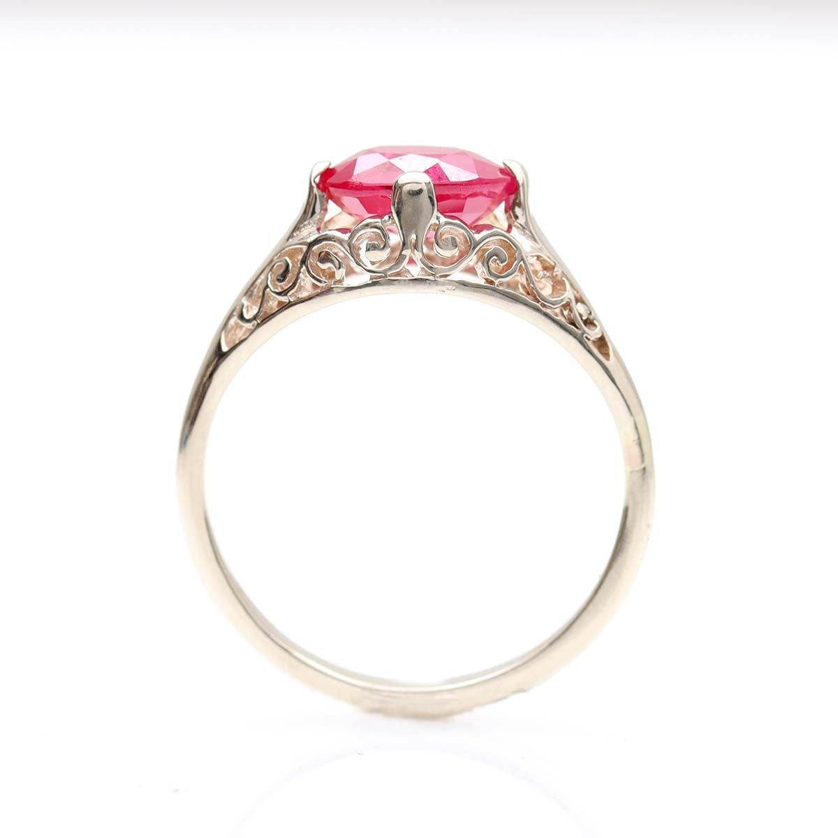 Edwardian Era Reproduction Ruby Filigree Engagement Ring #3269-1 - Engagement Rings