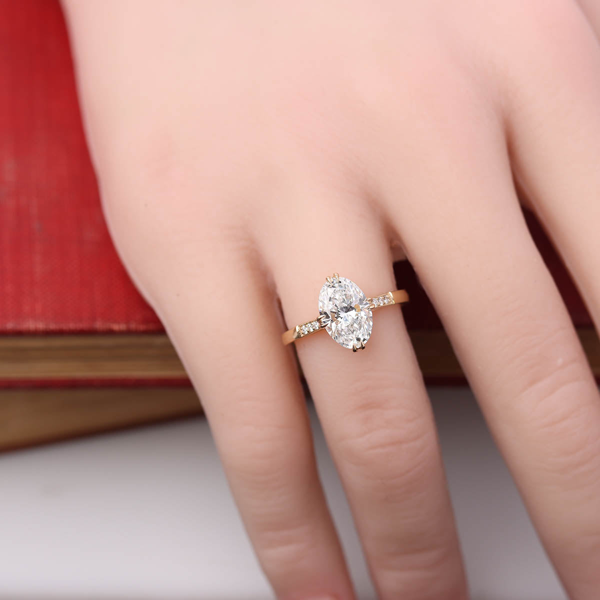 Edwardian Inspired Oval 14k Yellow Gold Engagement Ring #376514-2 - Engagement Rings