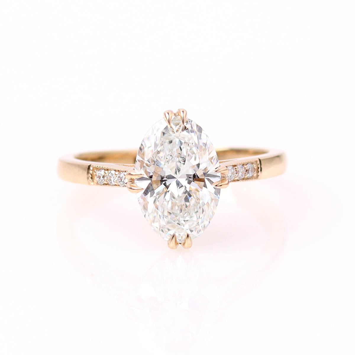 Edwardian Inspired Oval 14k Yellow Gold Engagement Ring #376514-2 - Engagement Rings