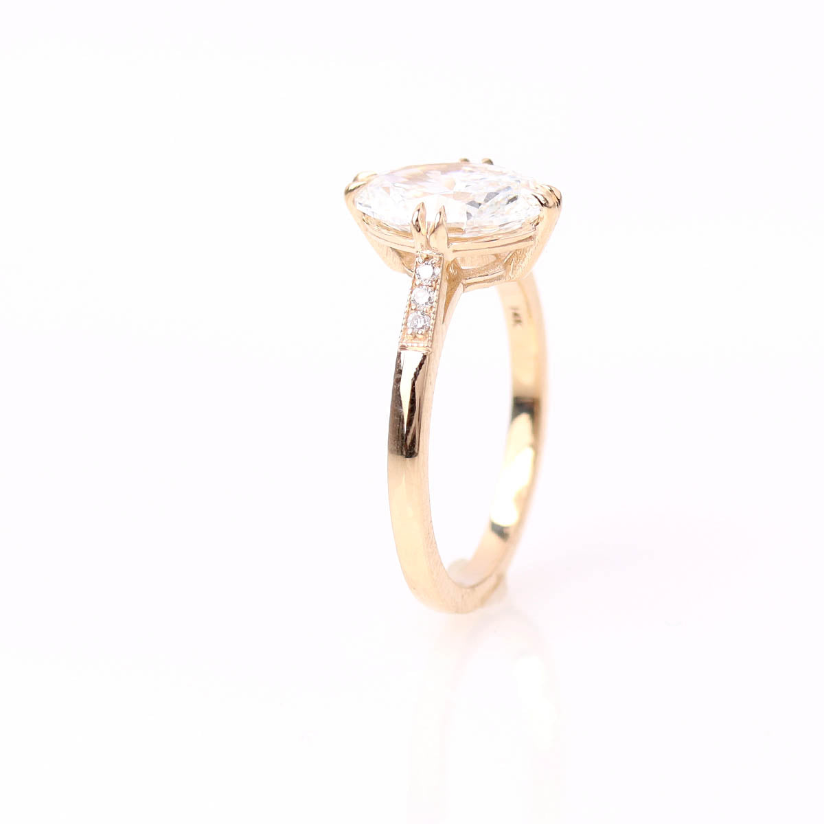 Edwardian Inspired Oval 14k Yellow Gold Engagement Ring #376514-2 - Engagement Rings