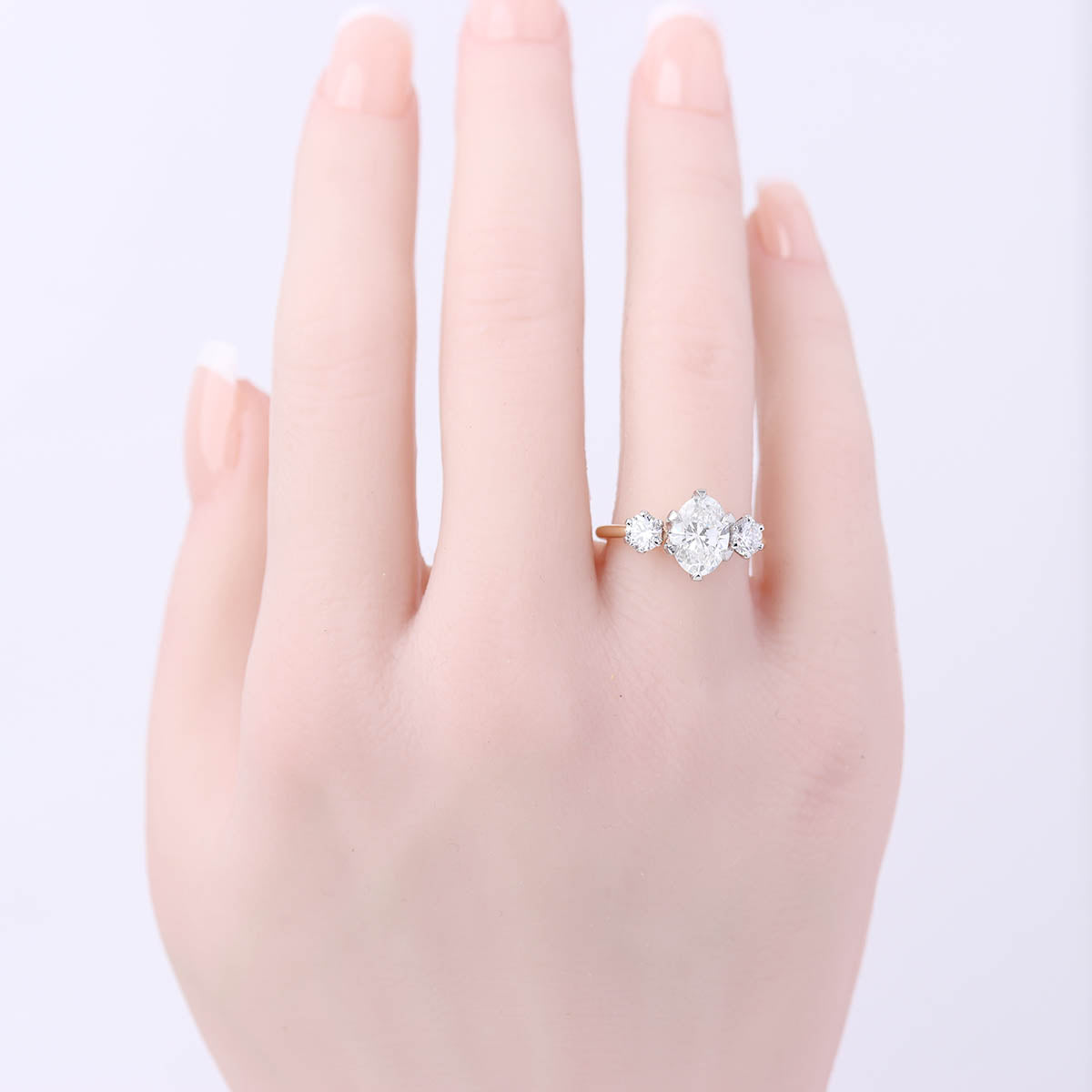 Edwardian Reproduction Trilogy Three Stone Engagement Ring #3602OV-10 - Engagement Rings