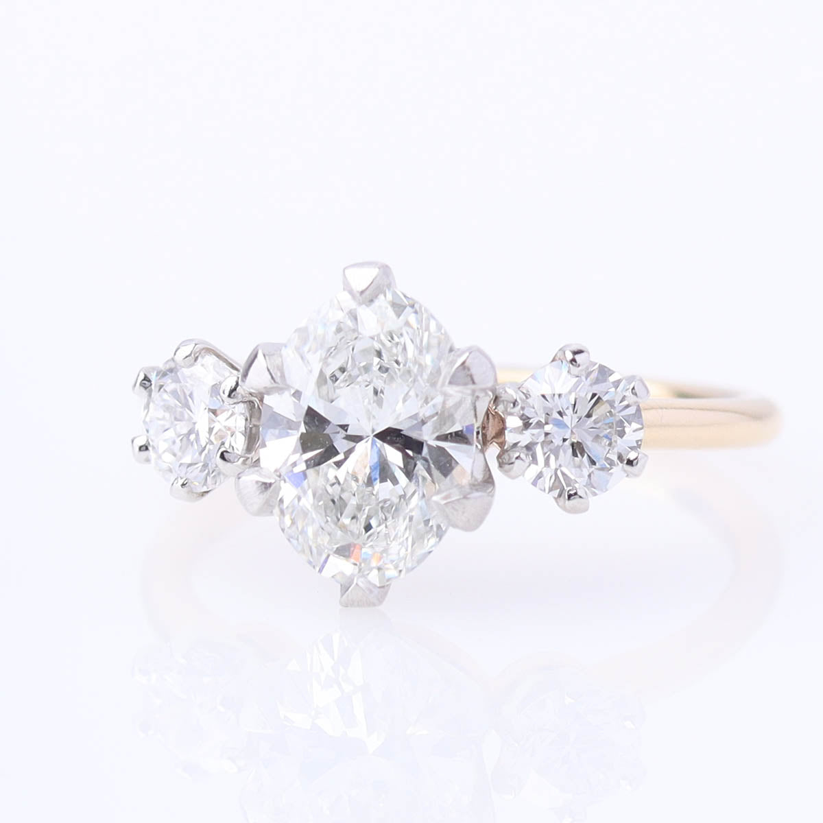 Edwardian Reproduction Trilogy Three Stone Engagement Ring #3602OV-10 - Engagement Rings