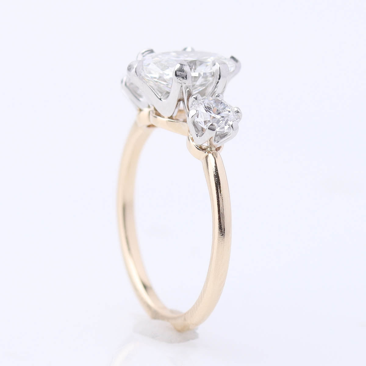 Edwardian Reproduction Trilogy Three Stone Engagement Ring #3602OV-10 - Engagement Rings