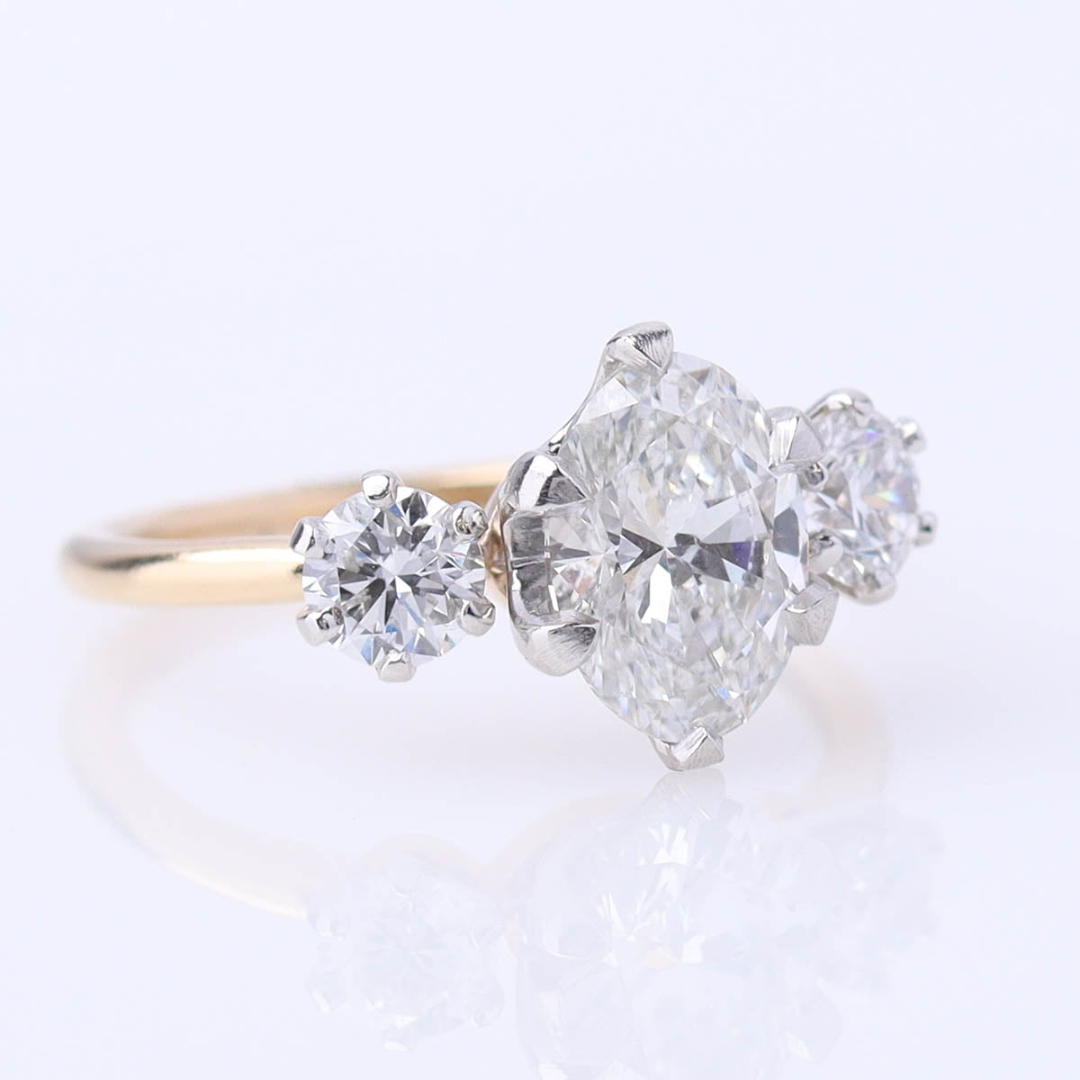 Edwardian Reproduction Trilogy Three Stone Engagement Ring #3602OV-10 - Engagement Rings