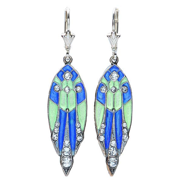 Elegant Crystal and Sterling Drop earrings - Inspired by Art Deco Originals #79044EM-01 - Leigh Jay & Co.