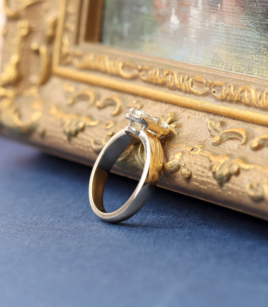 Elongated Cushion Cut Diamond Engagement Ring #3759-1