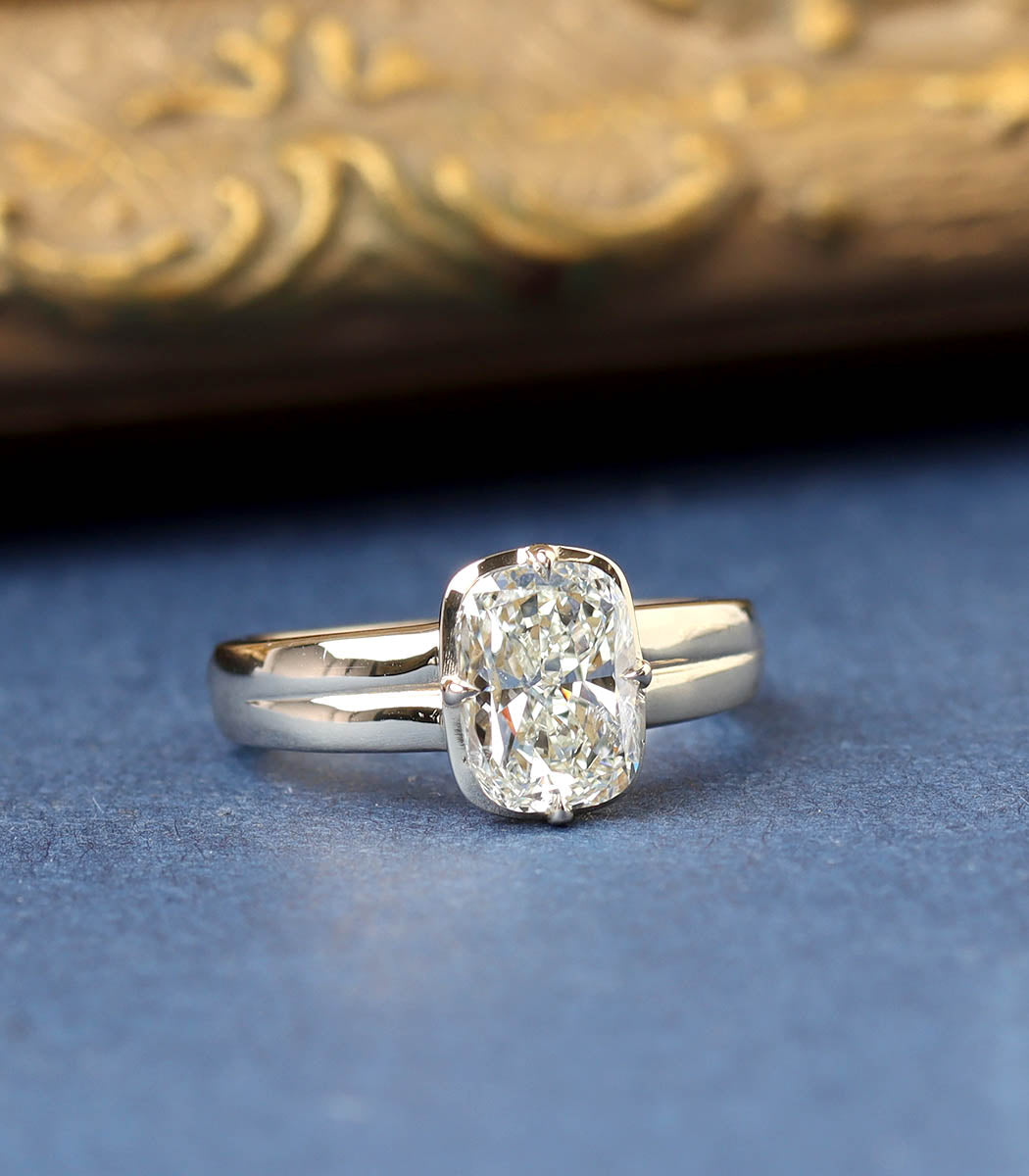 Elongated Cushion Cut Diamond Engagement Ring #3759-1