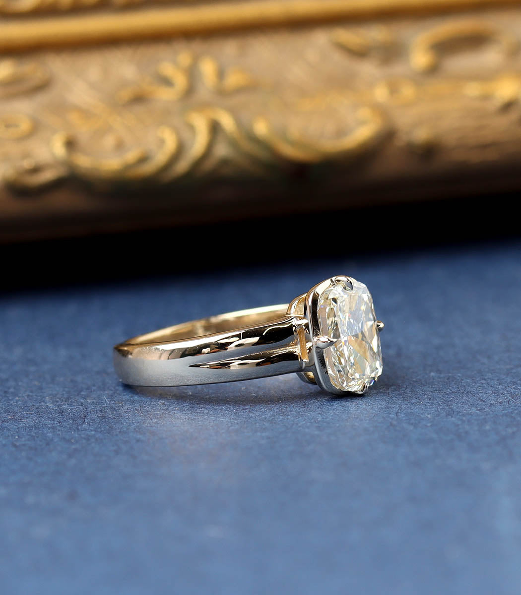 Elongated Cushion Cut Diamond Engagement Ring #3759-1