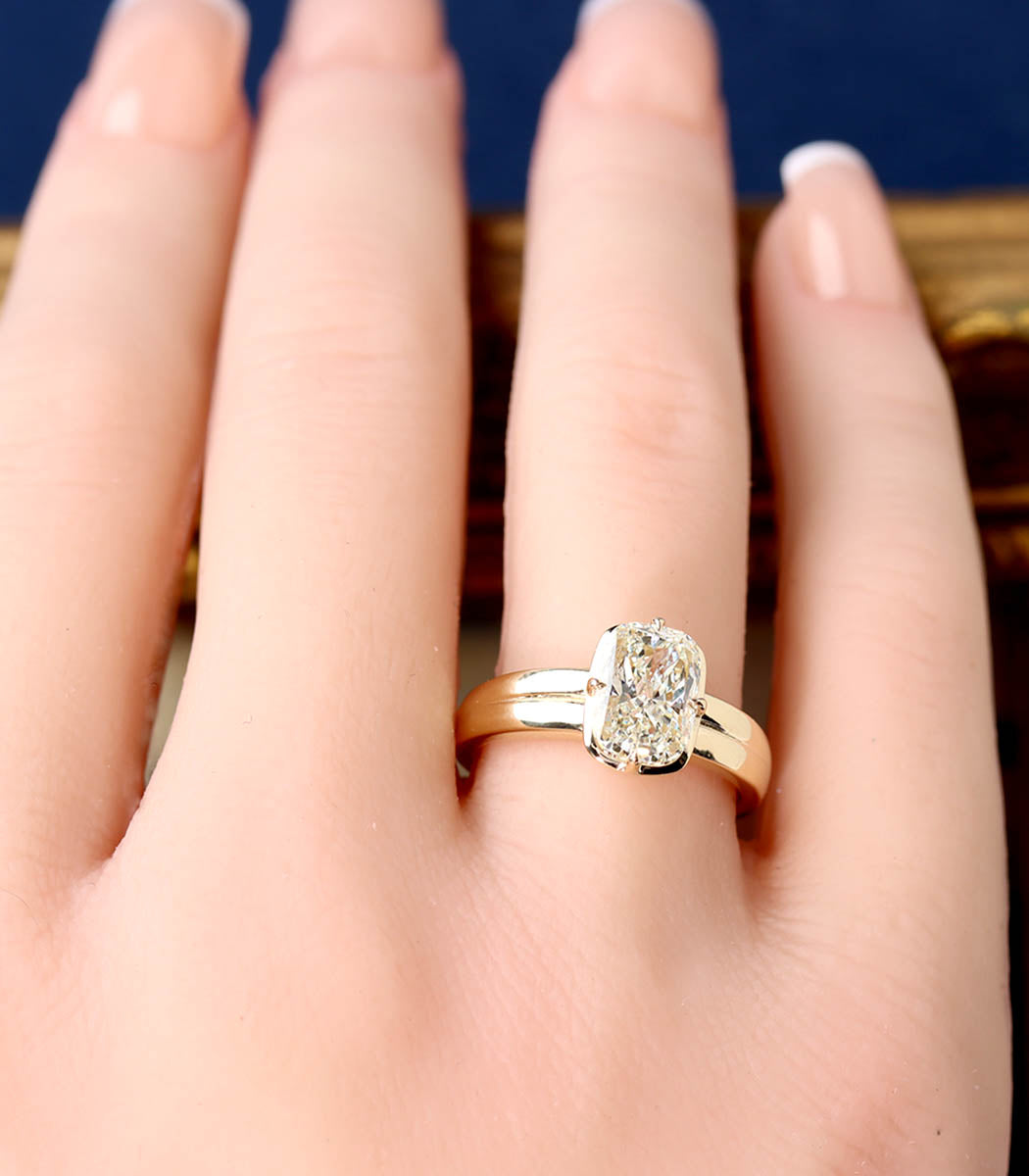 Elongated Cushion Cut Diamond Engagement Ring #3759-1