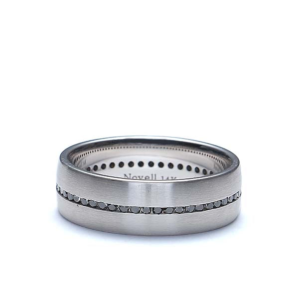Gents Wedding band with Channel-set black diamonds’ #ND01987-7 - Wedding Bands for Him