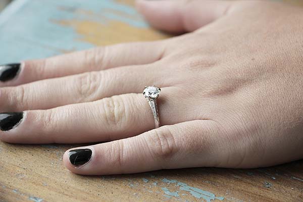 Hand Engraved Edwardian Inspired Solitaire Engagement ring #3233HE-7 - Leigh Jay & Co