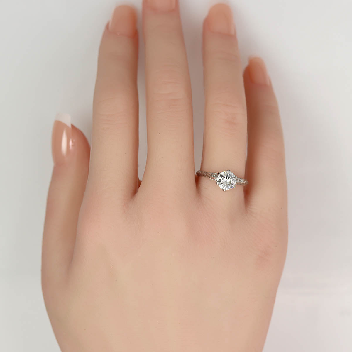 Hand Engraved Edwardian Inspired Solitaire Engagement Ring #3233HE 9 Engagement Rings