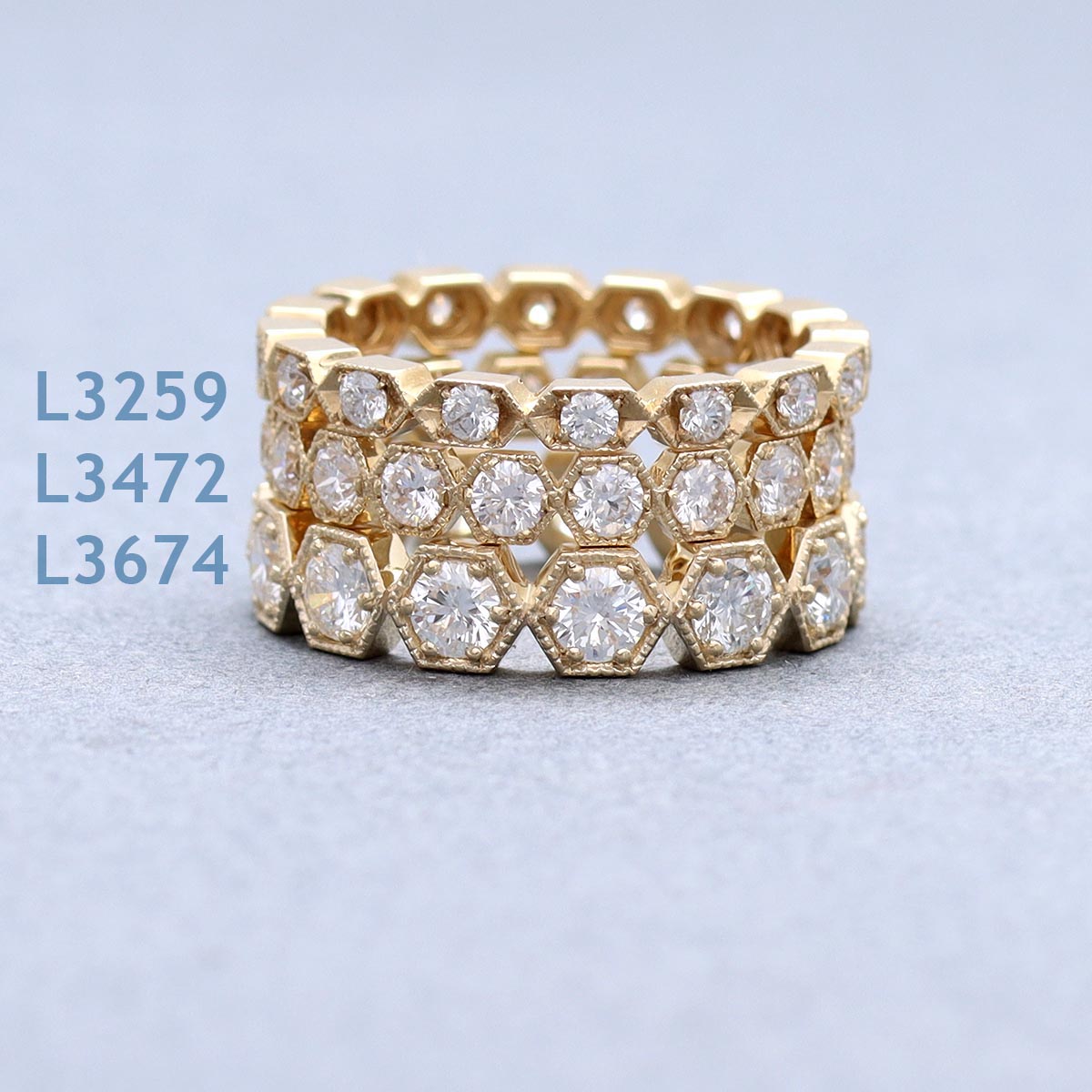 Hexagonal Diamond Eternity Band #L3674 - Wedding Bands