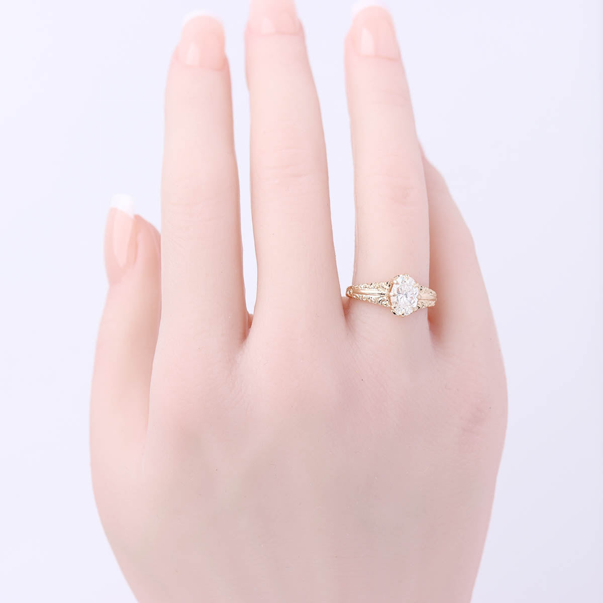 Edwardian Era Reproduction 14k Oval Cut Engagement Ring #3773-1 - Engagement Rings