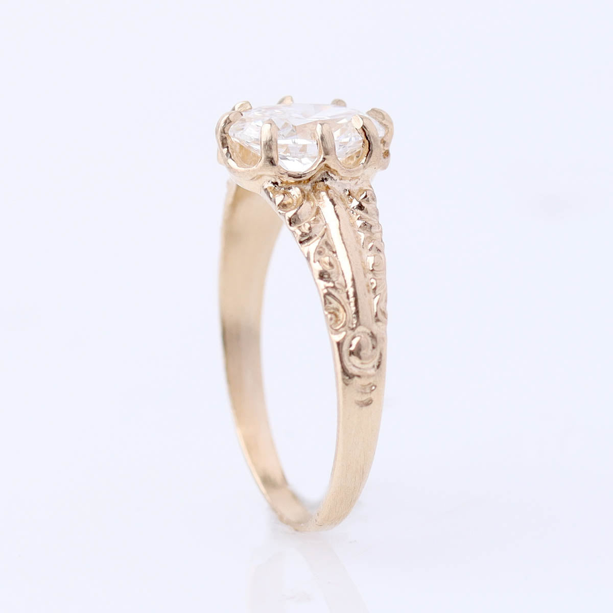Edwardian Era Reproduction 14k Oval Cut Engagement Ring #3773-1 - Engagement Rings