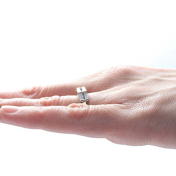 Mid-Century Platinum and Baguette Cut Diamond Wedding Band #R118-02A - Wedding Bands