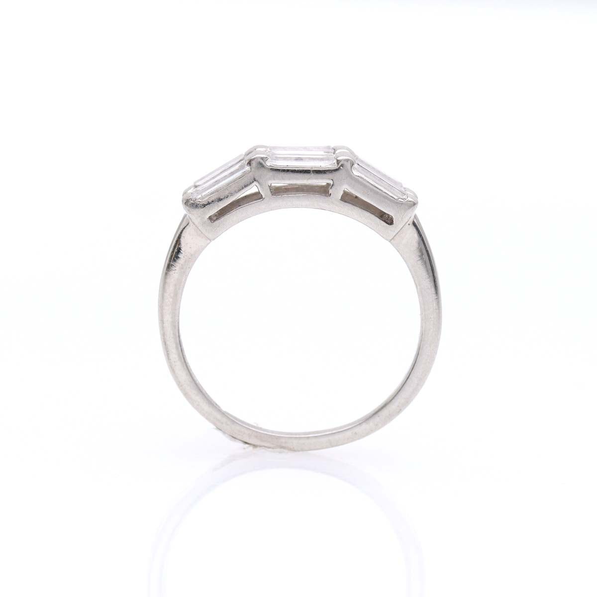 Mid-Century Platinum and Baguette Cut Diamond Wedding Band #R118-02A - Wedding Bands