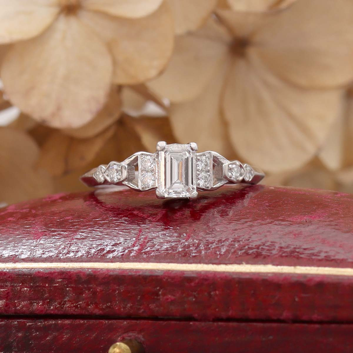 Midcentury Emerald Cut Diamond Engagement Ring. #VR160505-11 - Engagement Rings