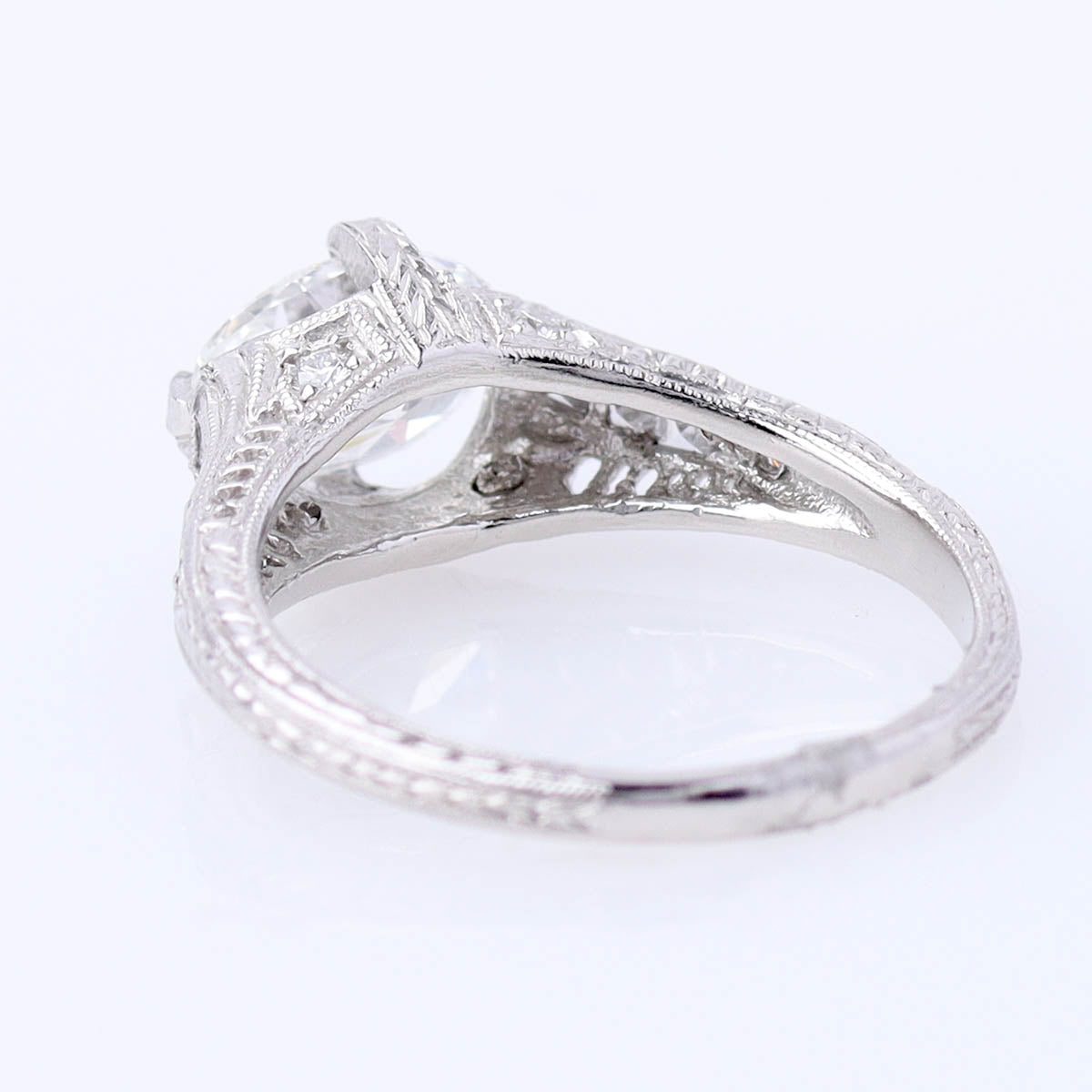 Oval Cut Art Déco Reproduction Platinum Engagement Ring #3098-2 - Engagement Rings