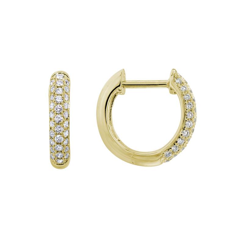 Pave Diamond Hoop Earrings #ER2HLTYW25 - 14k yellow gold - Earrings