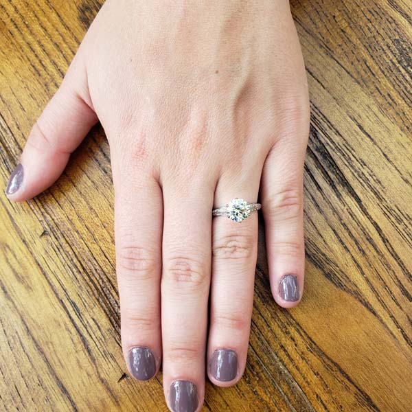 Pave Six prong engagement ring #3430-1 - Leigh Jay & Co.