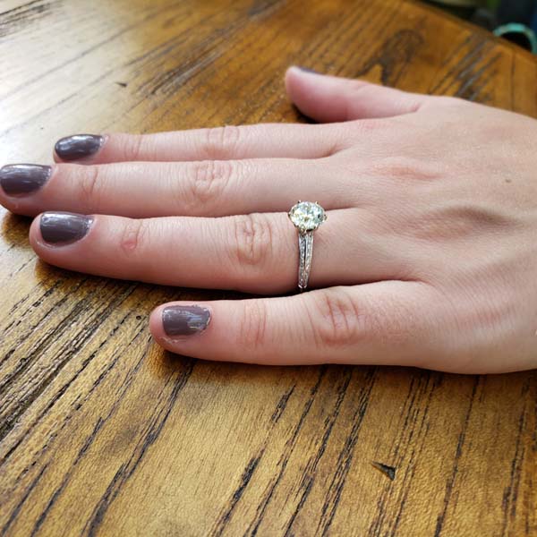 Pave Six prong engagement ring #3430-1 - Leigh Jay & Co.