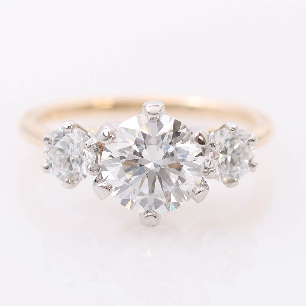 Platinum and Gold Three Stone Engagement Ring #3756-1 - Engagement Rings