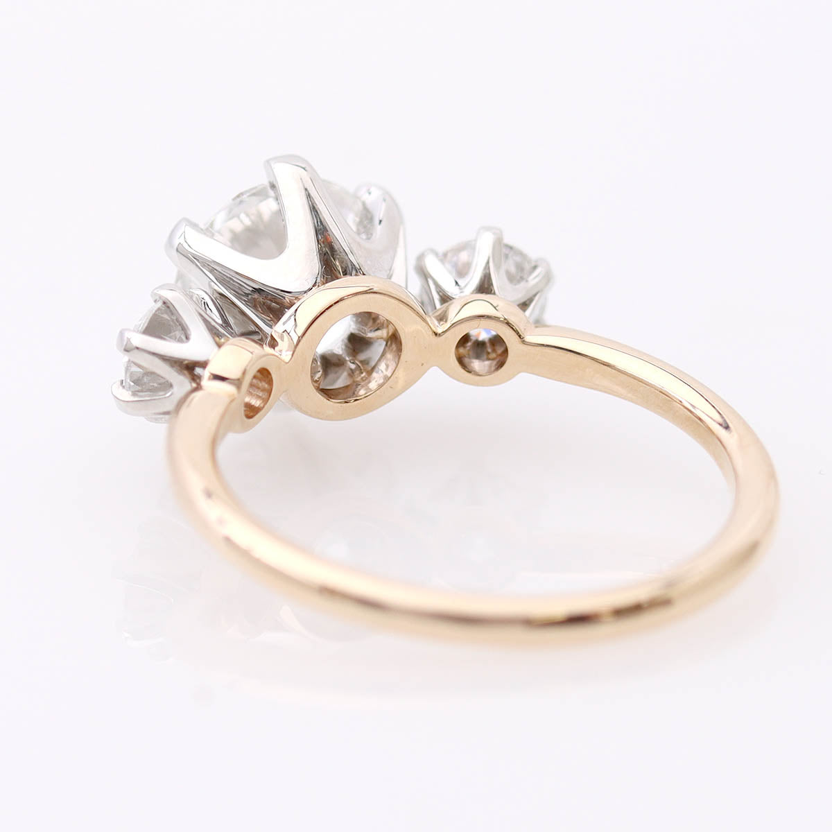 Platinum and Gold Three Stone Engagement Ring #3756-1 - Engagement Rings