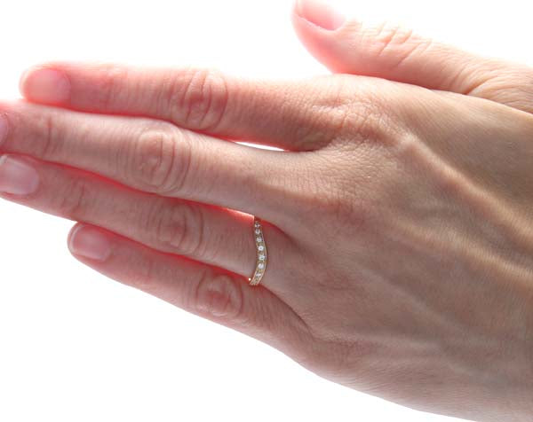 14k White Gold Curved Diamond Band #L1002W14 - Wedding Bands