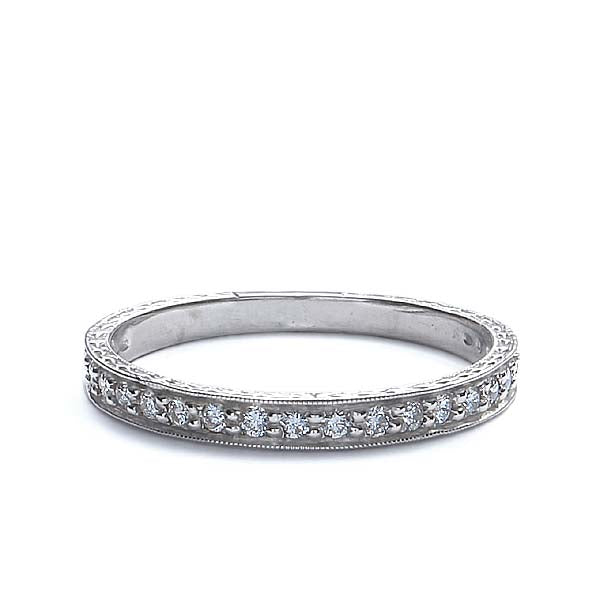 Platinum Diamond Replica Art Deco Wedding Band #L1107TDPT-1 - Leigh Jay & Co.