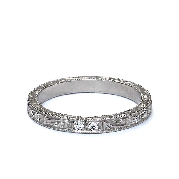 Replica 1920s Diamond Wedding Band #L3159WB - Platinum / 4 - Wedding Bands