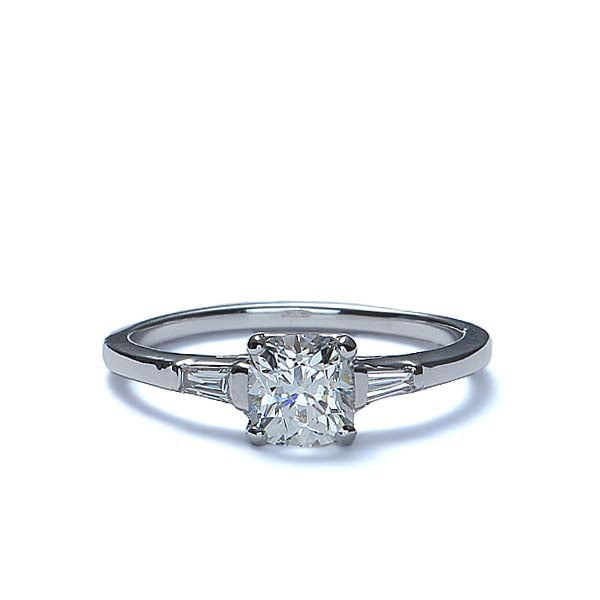Replica 1930s engagement ring set with a cushion cut diamond #3051-06 - Leigh Jay & Co.