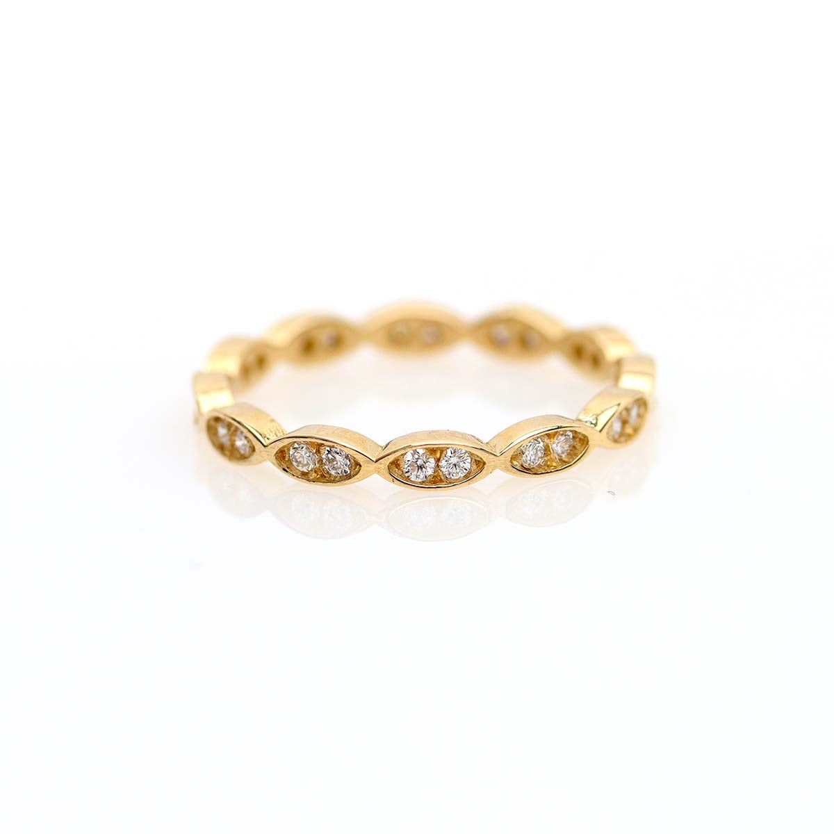 Replica Art Deco Band with Marquise Pattern #L2202 - 14k Yellow Gold / 4.25 - Wedding Bands