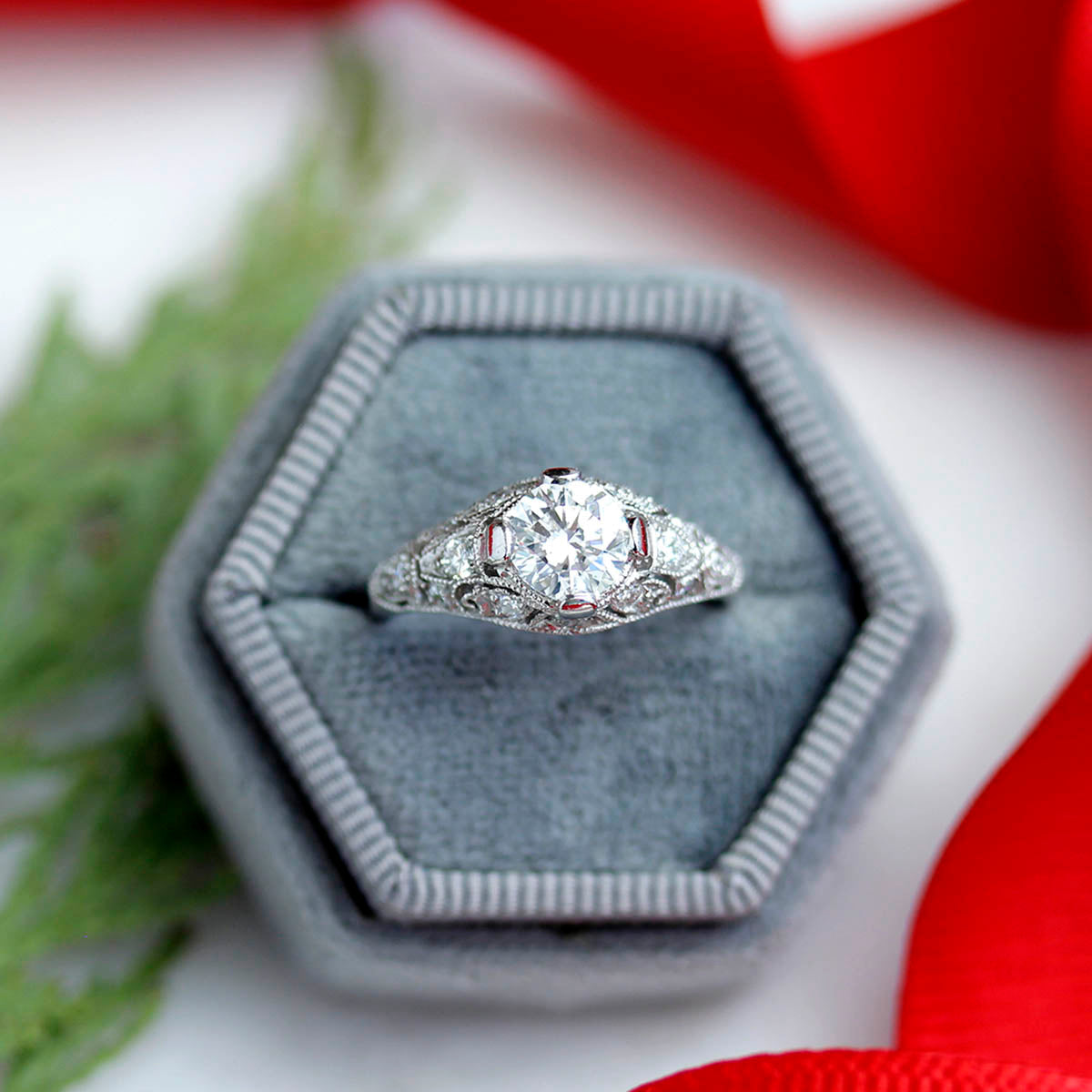 Replica art deco engagement ring #2662-9 Default Title