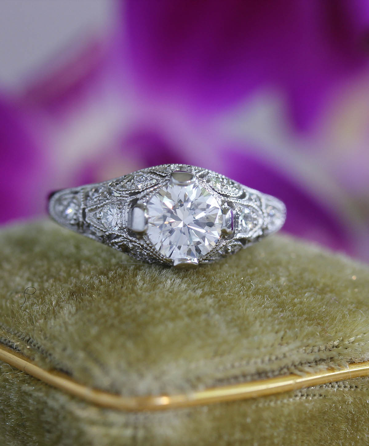 Replica art deco engagement ring #2662-9 Default Title