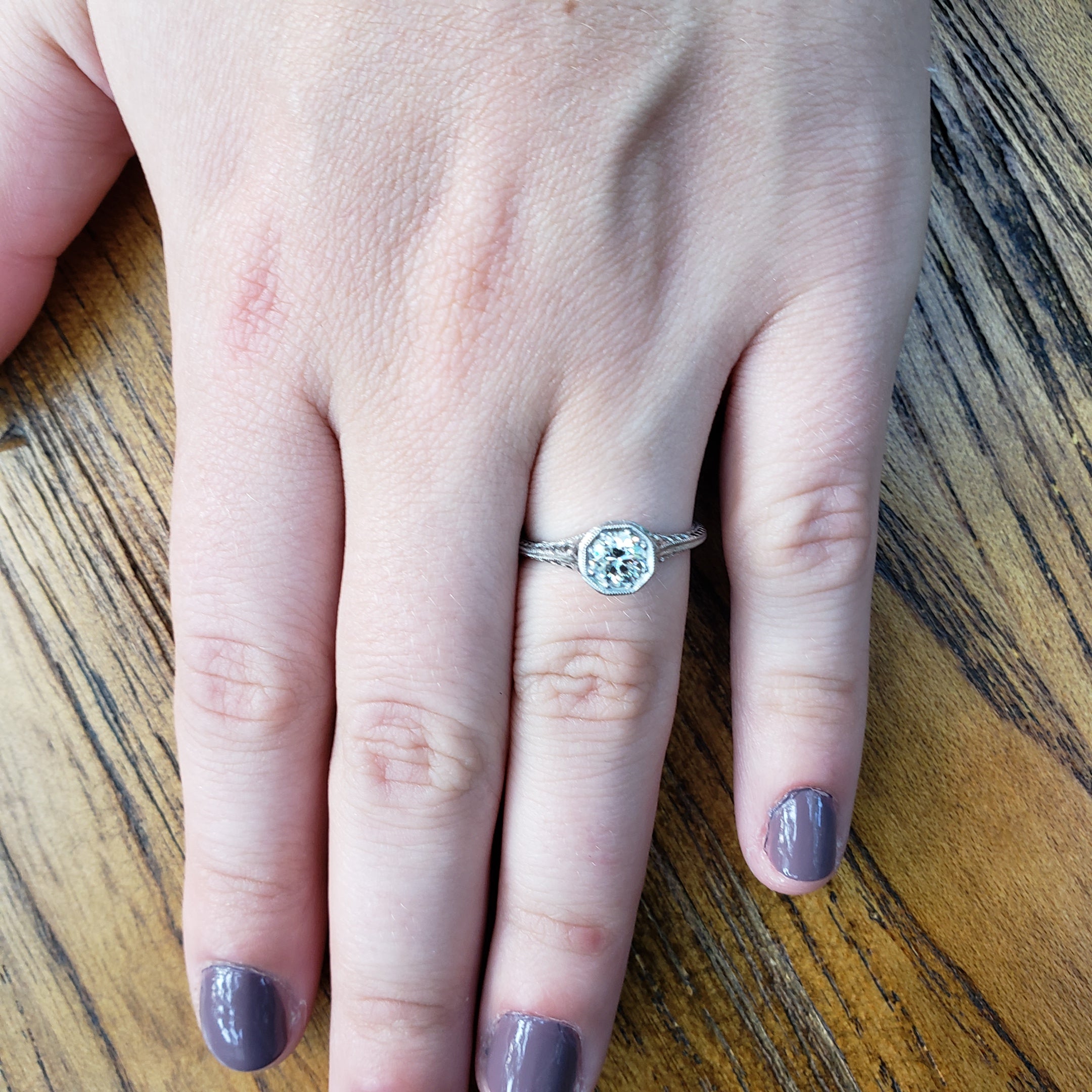 Replica Early Art Deco Diamond Engagment Ring. #3373-07 - Leigh Jay & Co