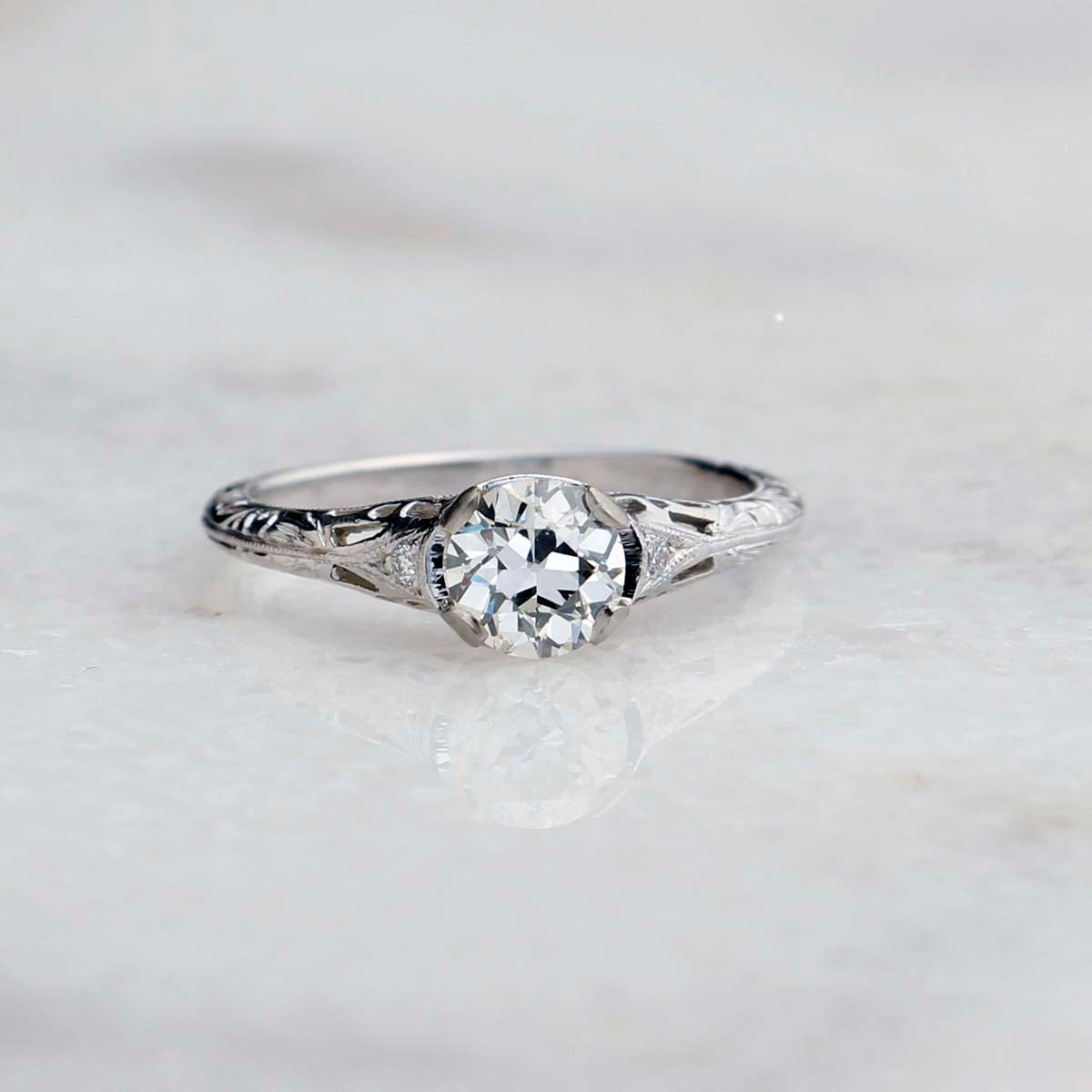 Replica Edwardian Engagement Ring #3257-26 - Leigh Jay & Co.