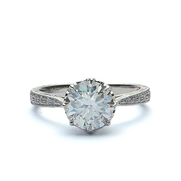 Replica Edwardian Engagement Ring Setting #3310HE-3 - Leigh Jay & Co.