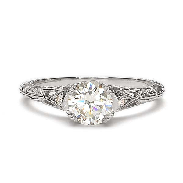 Replica Edwardian Engagement Ring Setting #L3257 - 14k White Gold - Engagement Rings