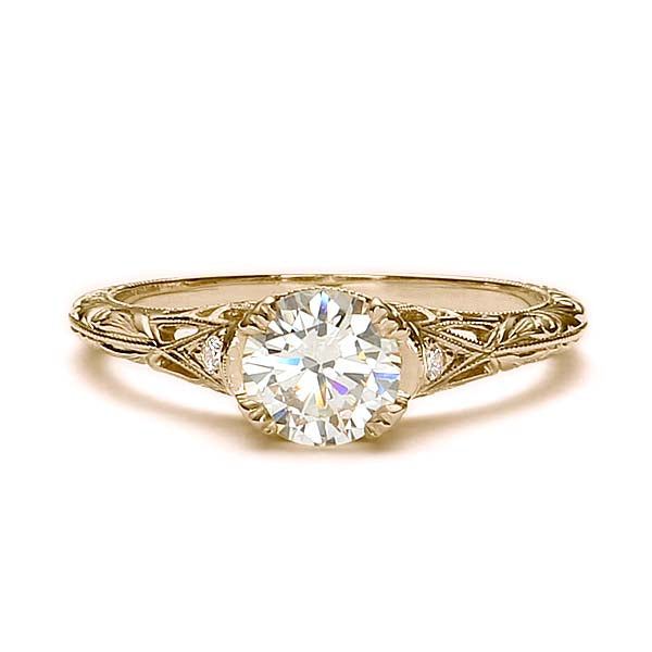 Replica Edwardian Engagement Ring Setting #L3257 - 14k Yellow Gold - Engagement Rings