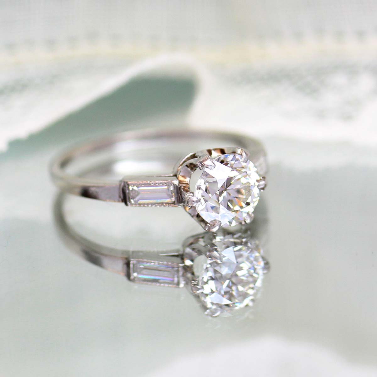 Replica Edwardian Engagement Ring with Vintage Diamond #3144-20 Default Title