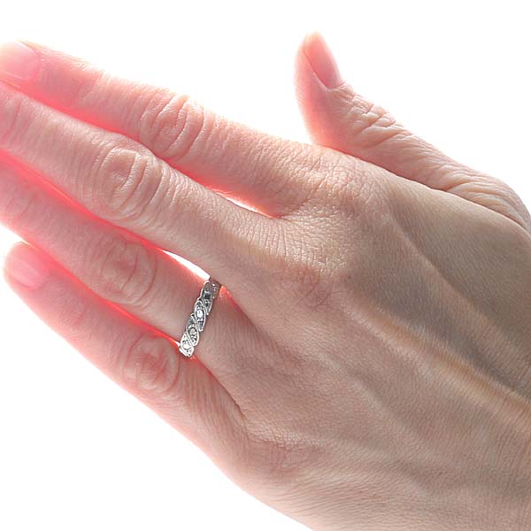 Retro 14k White Gold Wedding Band #VR503-08 - Wedding Bands