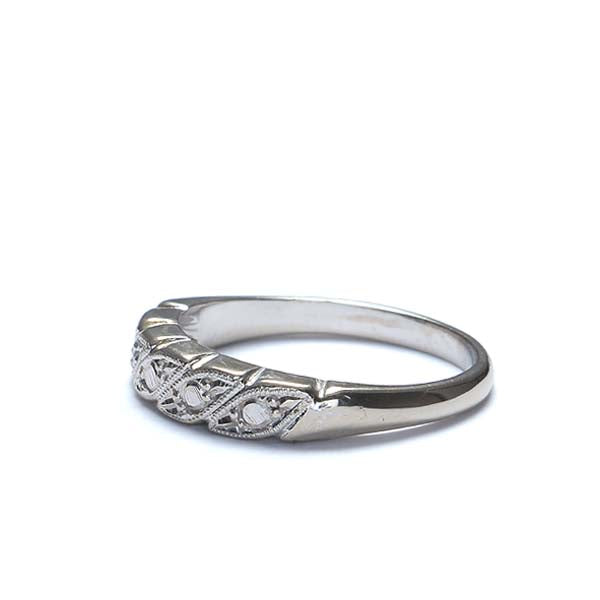 Retro 14k White Gold Wedding Band #VR503-08 - Wedding Bands