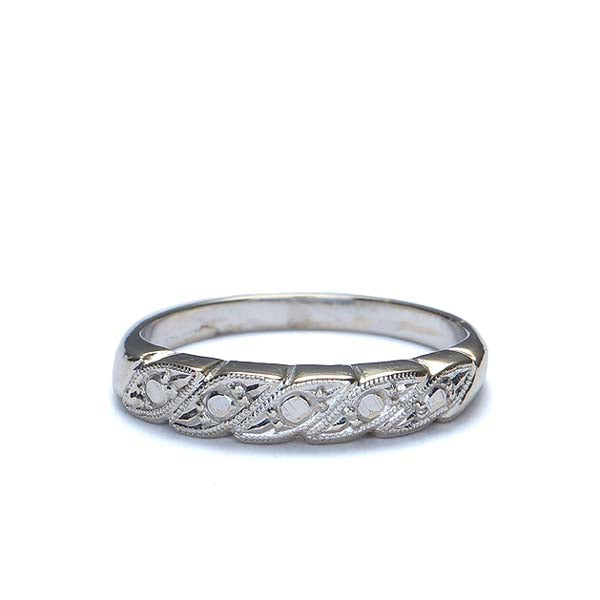 Retro 14k White Gold Wedding Band #VR503-08 - Wedding Bands
