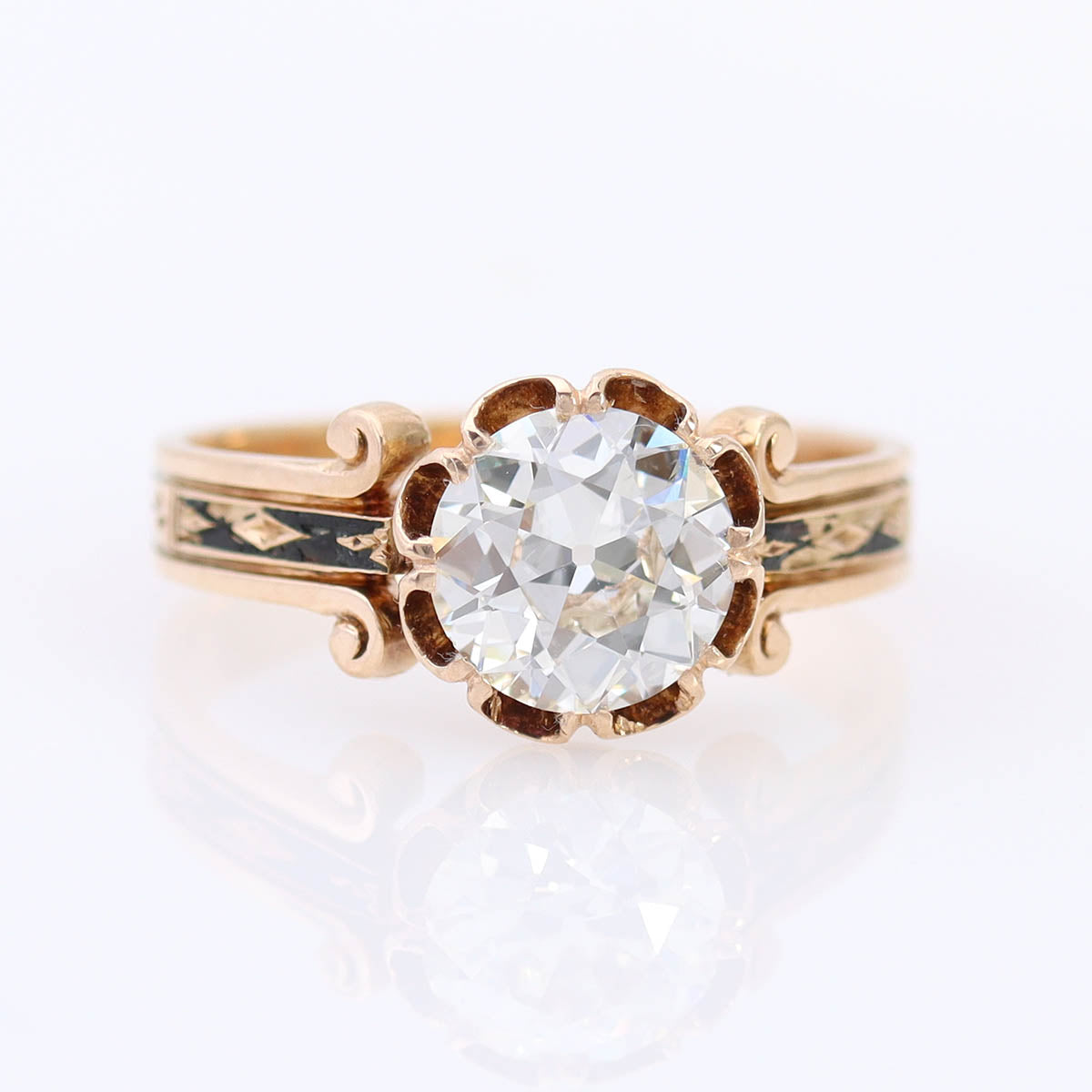 Rose Gold Victorian Antique Engagement Ring #VR250725 - Engagement Rings