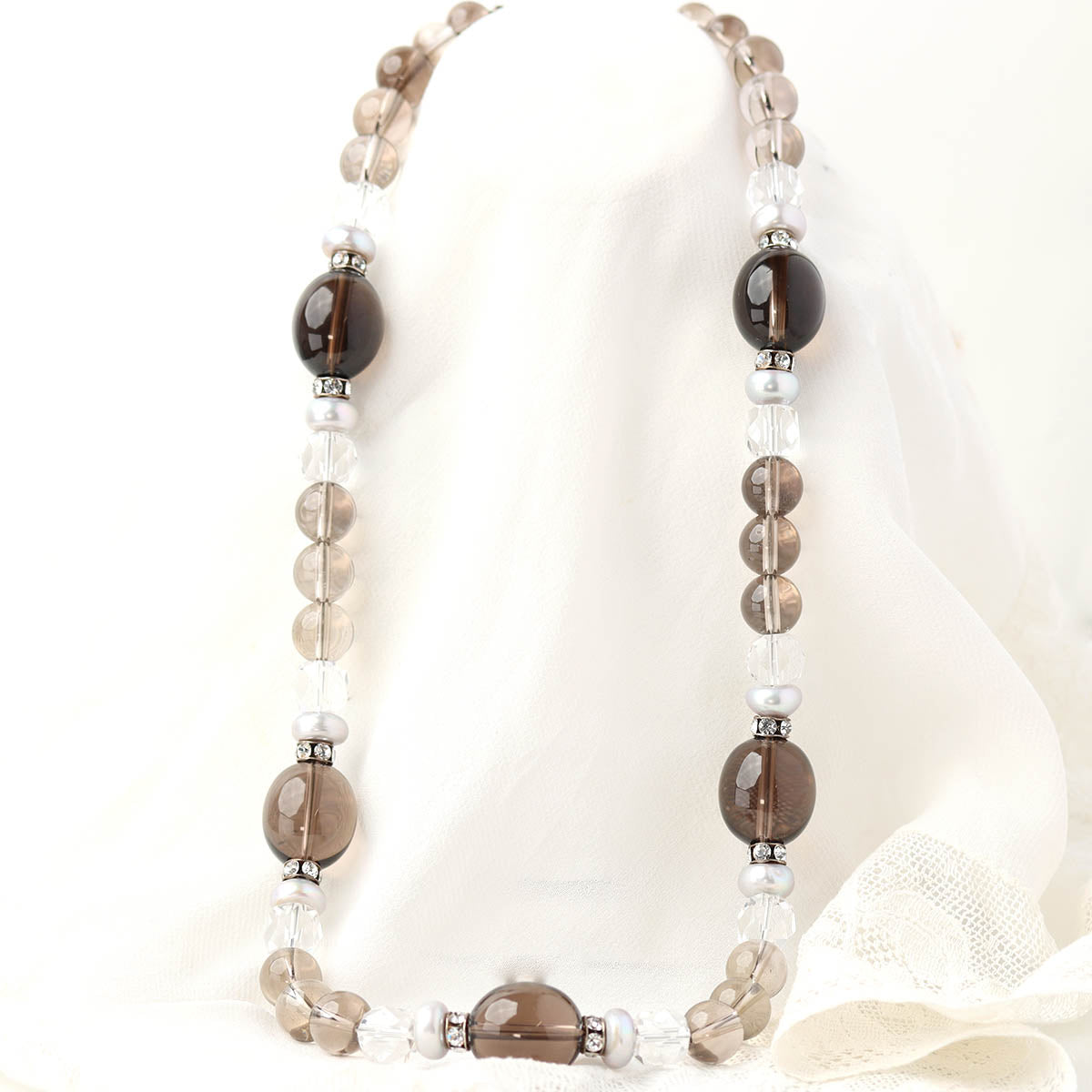 Smokey Quartz & Freshwater Pearl Necklace #LN1987