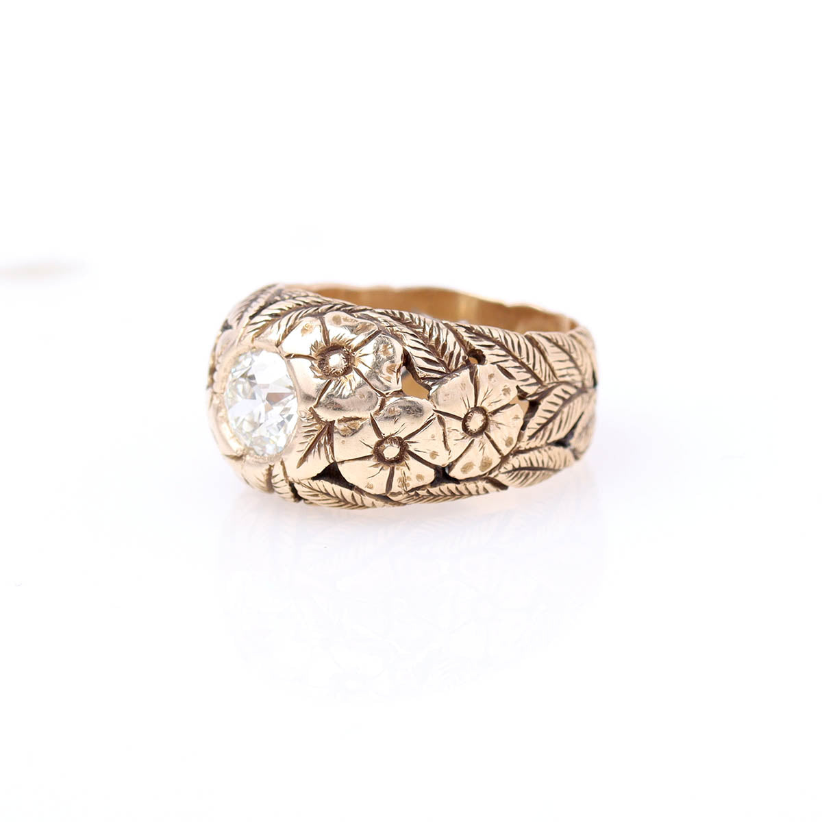 Stunning Floral Art Nouveau Engagement Ring #VR250930 - Engagement Rings